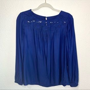 Boden Navy Blue Silk Blouse Size 8